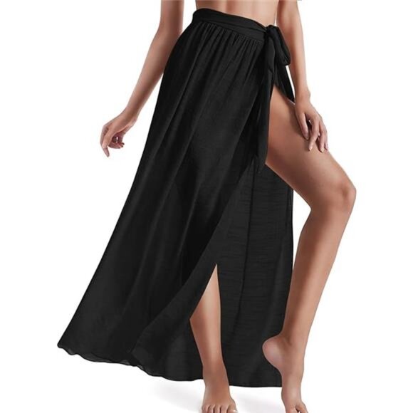 Cover Up Skirt Open Front Swimsuit Wrap Cover Ups Beach Skirts w/ Slit For Women - Picture 6 of 7